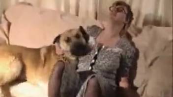 Bespectacled curvy woman being screwed by her animal companion
