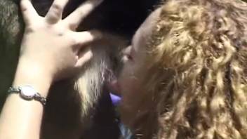 Hairy vag hottie gets pounded by a perverted beast