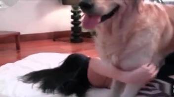 Skinny babe loves the hard pounding from the dog in her tight cunt