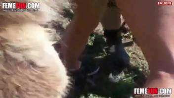 Backyard adult video featuring a bare lady on her debut beastly erotic adventure