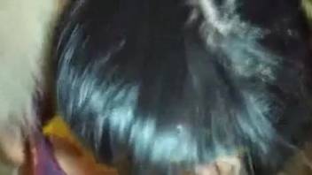 Sexy dark-haired vixen with a dripping wet slit getting pounded on the sheets
