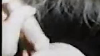 Delightful retro animal encounter involving my spouse and a furry canine