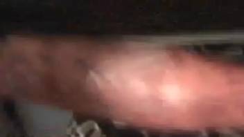 Dark-haired woman having sex with legs raised high to reach orgasm